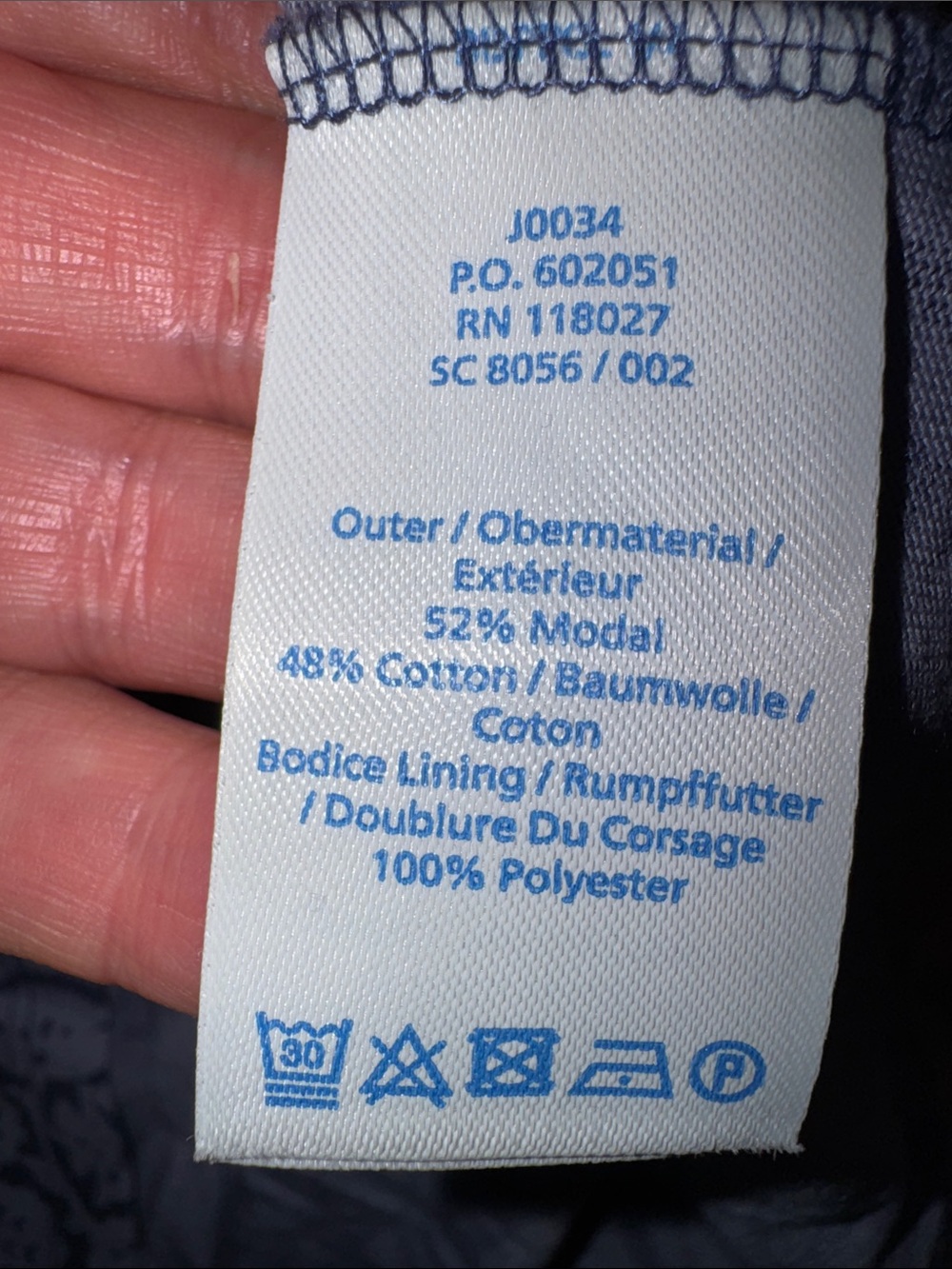 Boden Long-Sleeve Navy and Periwinkle Floral Jersey Dress - Picture 4 of 11